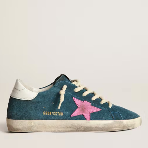 GOLDEN GOOSE Super-Star sneakers in blue suede with a pink star, size 38 - Picture 5 of 8